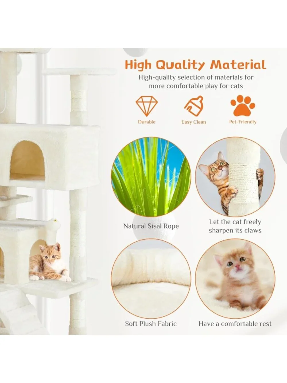 54-Inch Cat Tree Tower with Scratching Posts - Perfect for Indoor Cats & Play